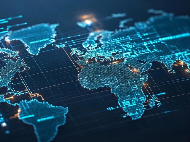 AI generated graphic photo of the world in lights on a black background