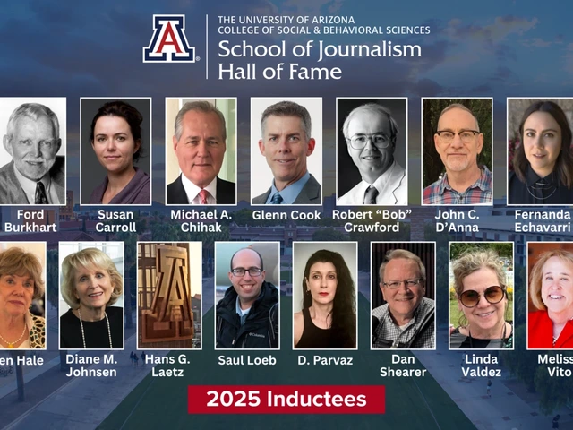 Photo montage of 15 honorees for School of Journalism Hall of Fame
